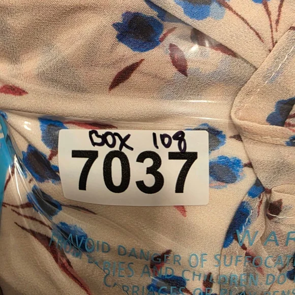 Harper Rose Womens Floral Midi Dress Size 12 Pink Blue Belt Puff Sleeve NWOT - Picture 12 of 12